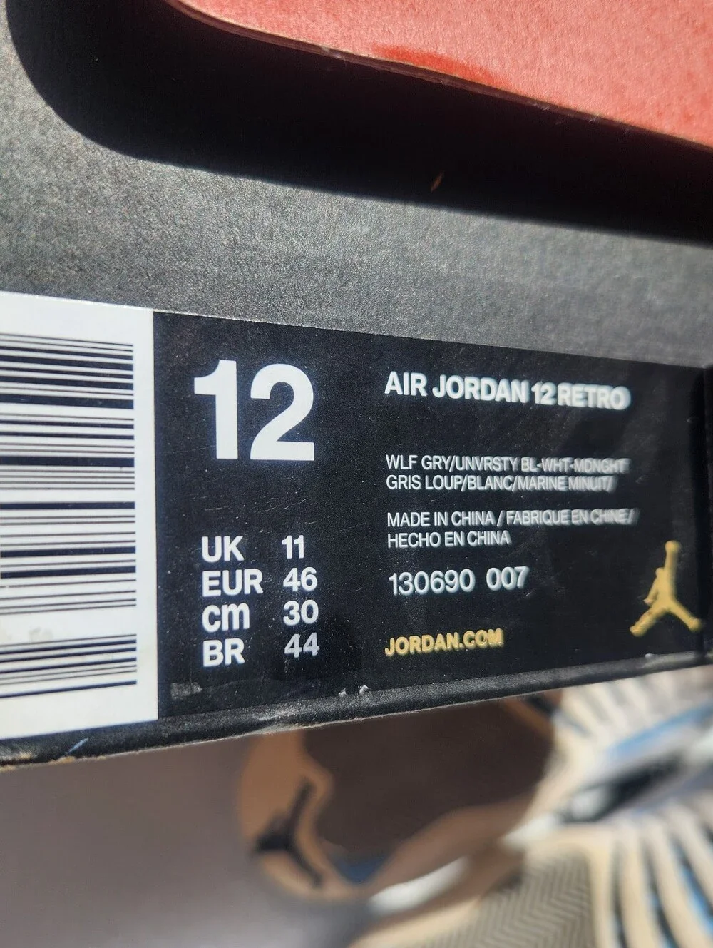 Nike Air Jordan 12 Retro Grey University Blue 130690-007 Men Size 12